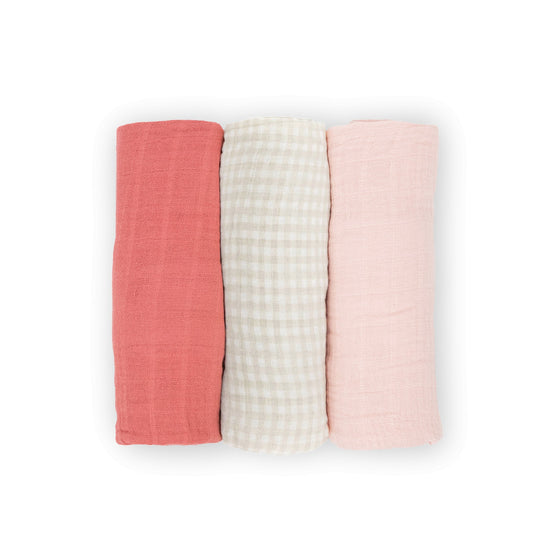 Cotton Muslin Swaddle Blanket 3 Pack - Light Pink - Swaddle Multi Pack - Light Pink