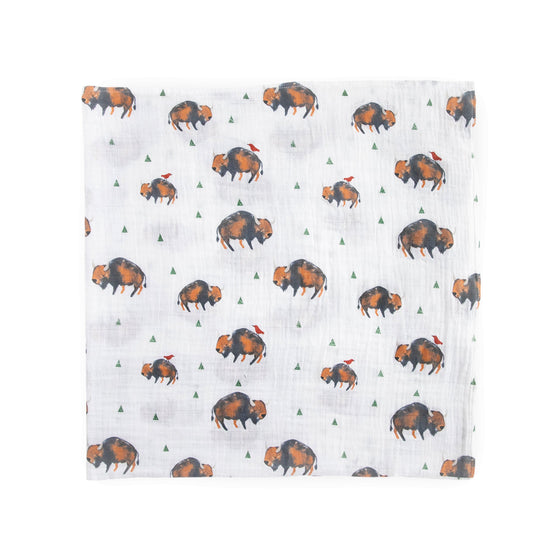 Cotton Muslin Swaddle Blanket - Bison - Swaddle Blanket - Bison