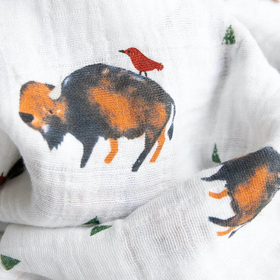 Cotton Muslin Swaddle Blanket - Bison - Swaddle Blanket - Bison