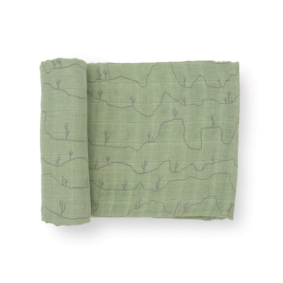 Cotton Muslin Swaddle Blanket - Cactus Lines - Swaddle Blanket - Cactus Lines