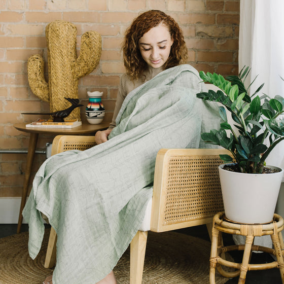 Cotton Muslin Swaddle Blanket - Cactus Lines - Swaddle Blanket - Cactus Lines