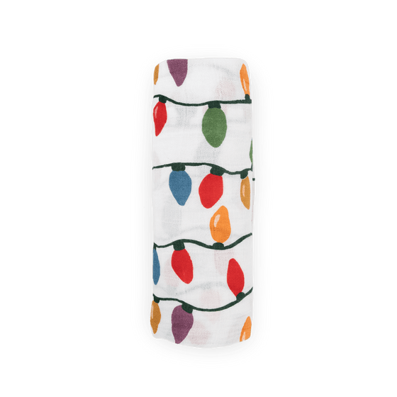 Cotton Muslin Swaddle Blanket - Christmas Bulbs - Swaddle Blanket - Christmas Bulbs