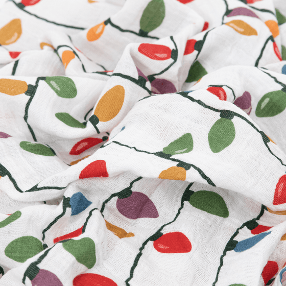 Cotton Muslin Swaddle Blanket - Christmas Bulbs - Swaddle Blanket - Christmas Bulbs
