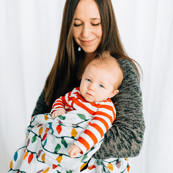 Cotton Muslin Swaddle Blanket - Christmas Bulbs - Swaddle Blanket - Christmas Bulbs