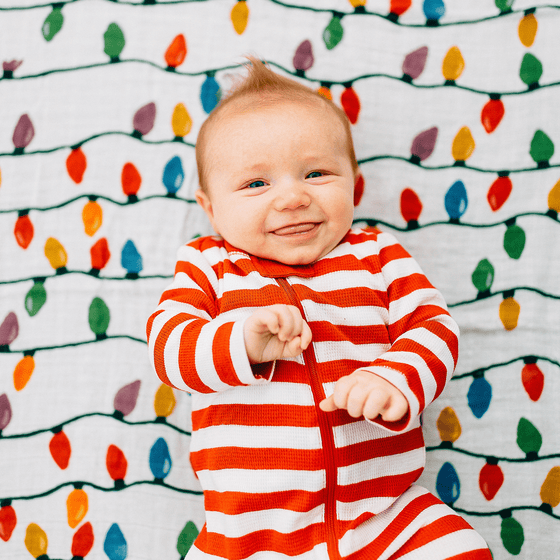 Cotton Muslin Swaddle Blanket - Christmas Bulbs - Swaddle Blanket - Christmas Bulbs