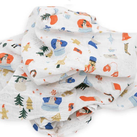 Cotton Muslin Swaddle Blanket - Christmas Time - Swaddle Blanket - Christmas Time