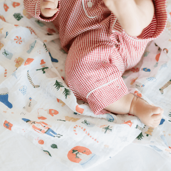 Cotton Muslin Swaddle Blanket - Christmas Time - Swaddle Blanket - Christmas Time