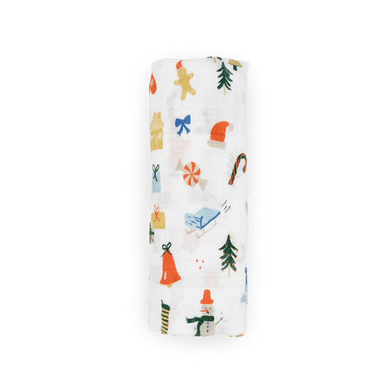 Cotton Muslin Swaddle Blanket - Christmas Time - Swaddle Blanket - Christmas Time