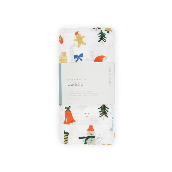 Cotton Muslin Swaddle Blanket - Christmas Time - Swaddle Blanket - Christmas Time