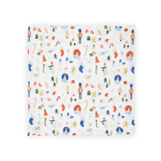 Cotton Muslin Swaddle Blanket - Christmas Time - Swaddle Blanket - Christmas Time