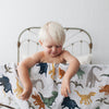 Cotton Muslin Swaddle Blanket - Dino Friends - Swaddle Blanket - Dino Friends