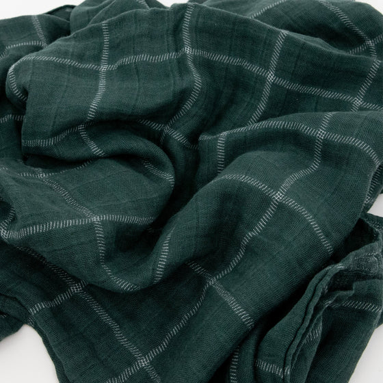 Cotton Muslin Swaddle Blanket - Evergreen Plaid - Swaddle Blanket - Evergreen Plaid