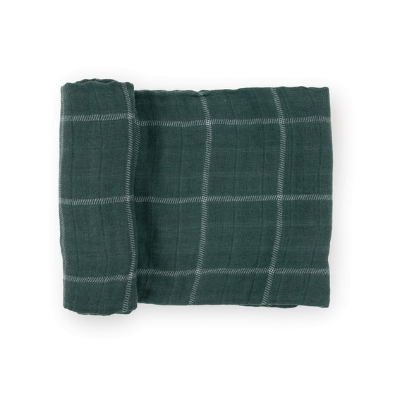 Cotton Muslin Swaddle Blanket - Evergreen Plaid - Swaddle Blanket - Evergreen Plaid