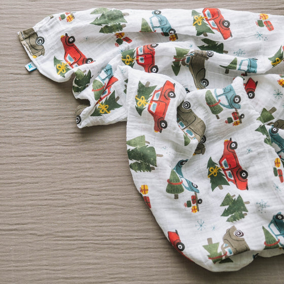 Cotton Muslin Swaddle Blanket - Holiday Haul - Swaddle Blanket - Holiday Haul