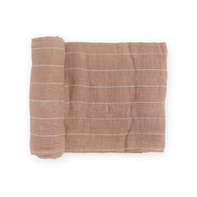  Cotton Muslin Swaddle Blanket - Mauve Stripe - Swaddle Blanket - Mauve Stripe