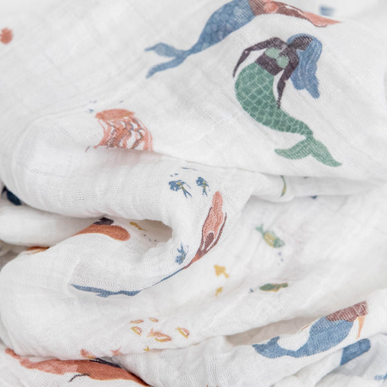 Cotton Muslin Swaddle Blanket - Mermaids - Swaddle Blanket - Mermaids