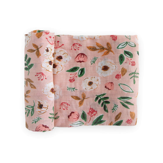 Cotton Muslin Swaddle Blanket - Vintage Floral - Swaddle Blanket - Vintage Floral