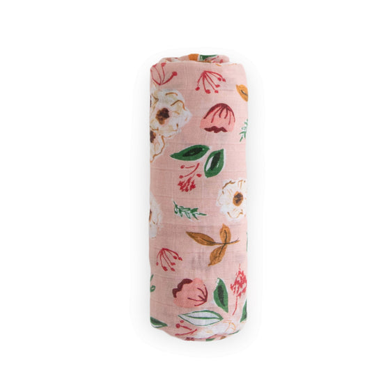 Cotton Muslin Swaddle Blanket - Vintage Floral - Swaddle Blanket - Vintage Floral