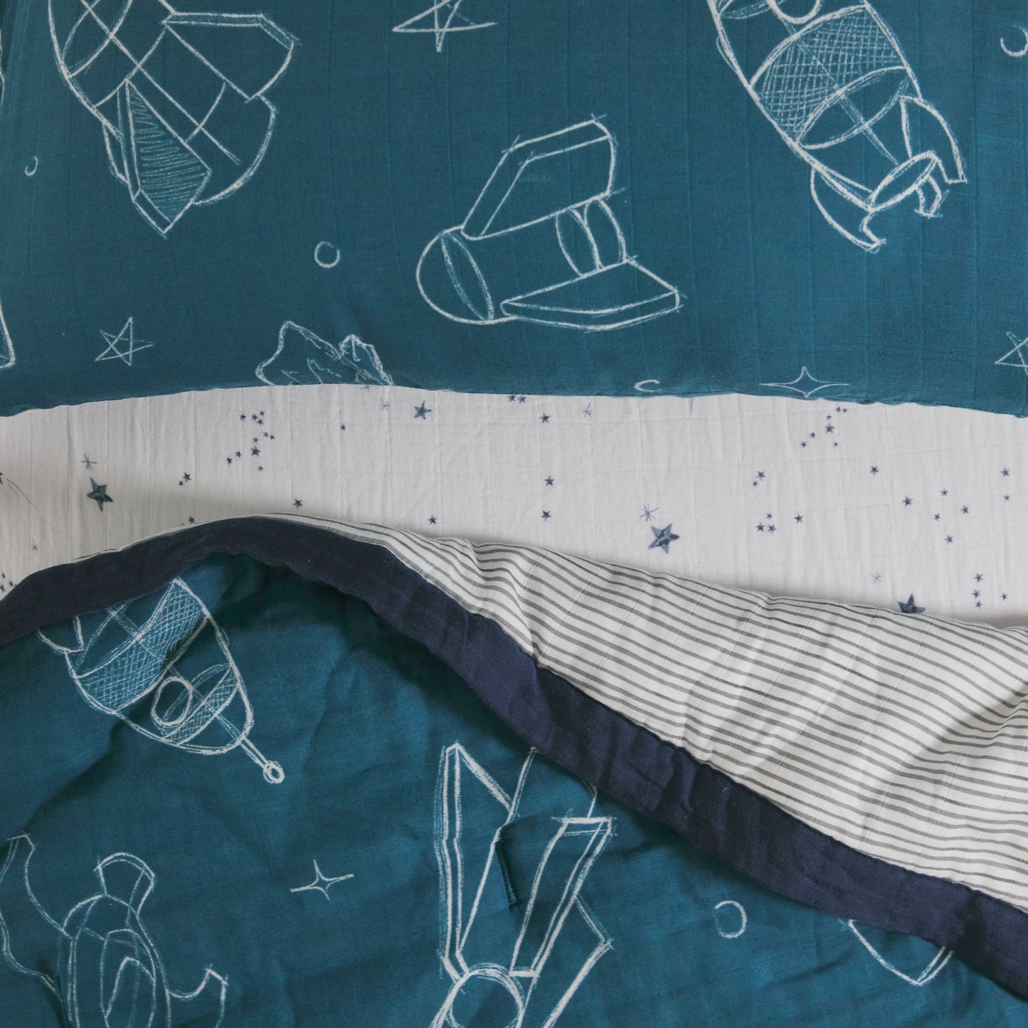 Cotton Muslin Toddler Bedding 3 Piece Set - Blast Off - Bedding Set - Blast Off