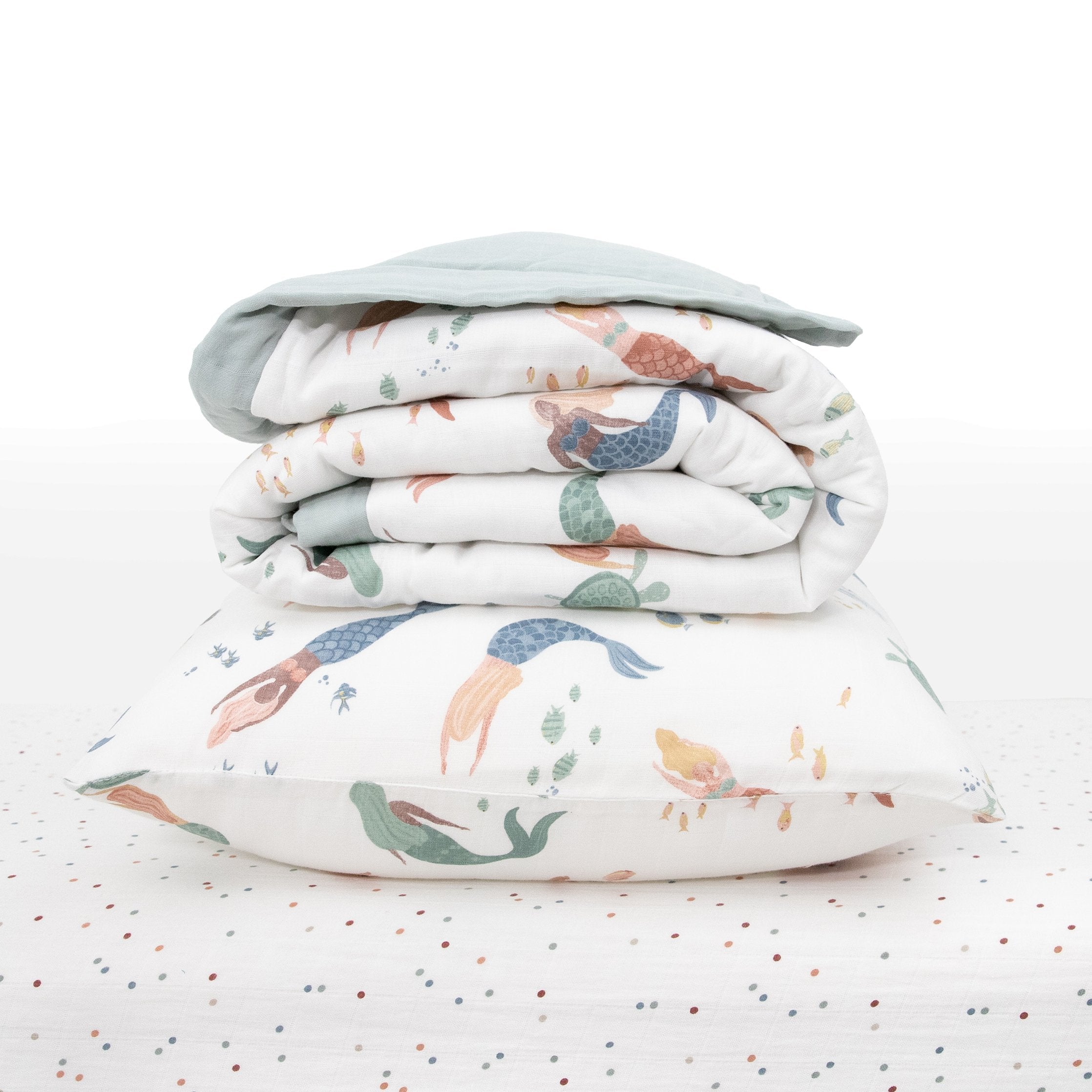 Cotton Muslin Bedding 3 Piece Set Mermaid Party