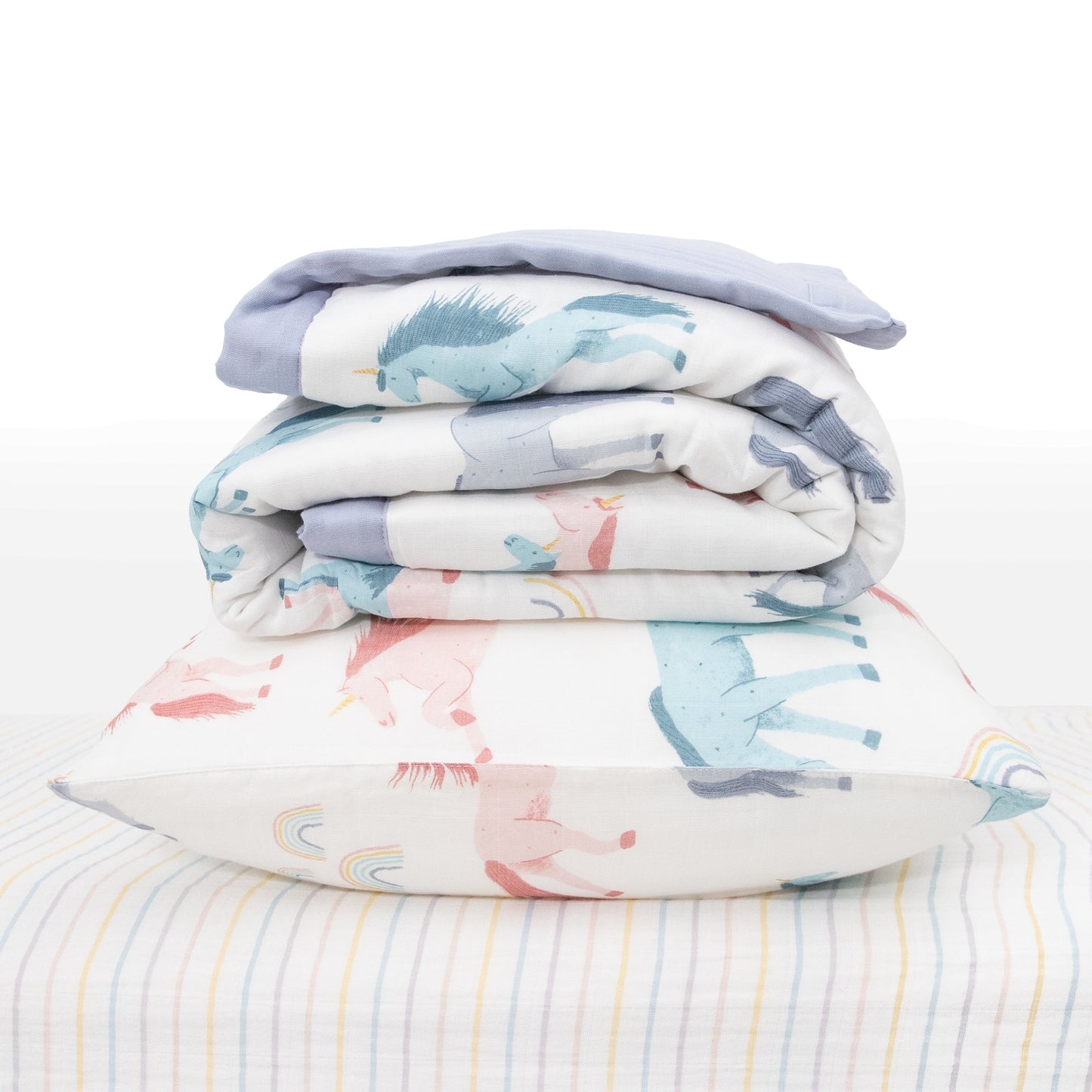 Cotton Muslin Toddler Bedding 3 Piece Set - Unicorns - Bedding Set - Unicorns