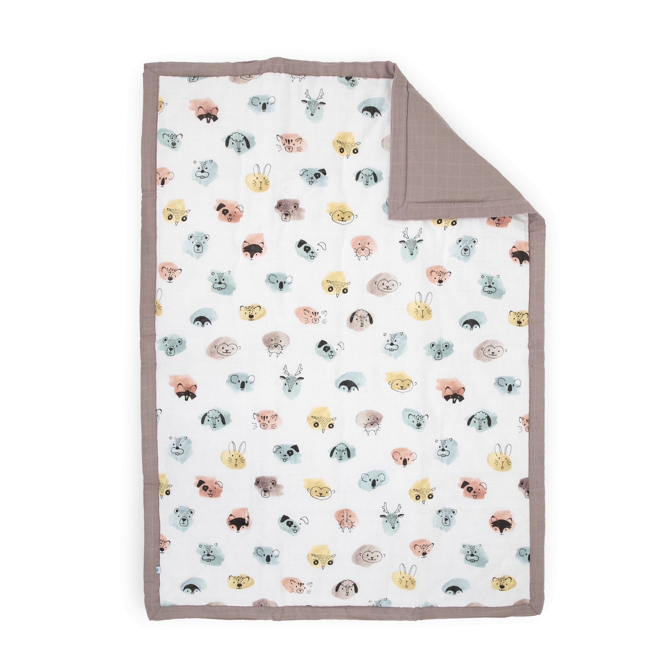 Cotton Muslin Comforter Watercolor Critters