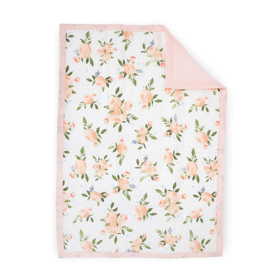 Cotton Muslin Toddler Comforter - Watercolor Roses Grande - Toddler Comforter - Watercolor Roses Grande