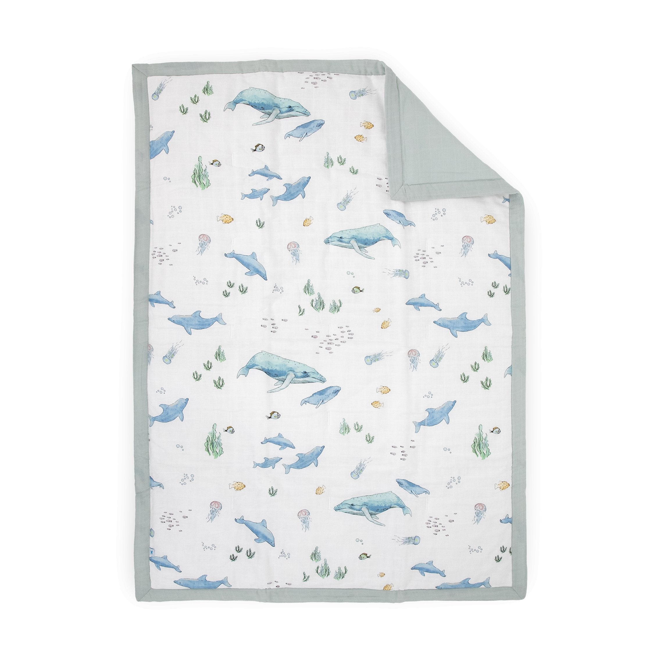 Cotton Muslin Comforter Whales