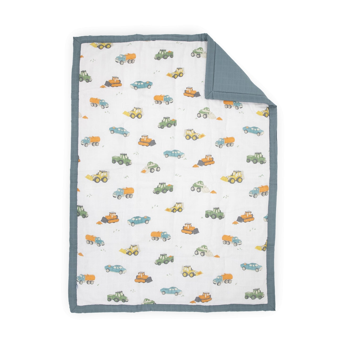 Cotton Muslin Toddler Comforter - Work Trucks - Toddler Comforter - Work Trucks