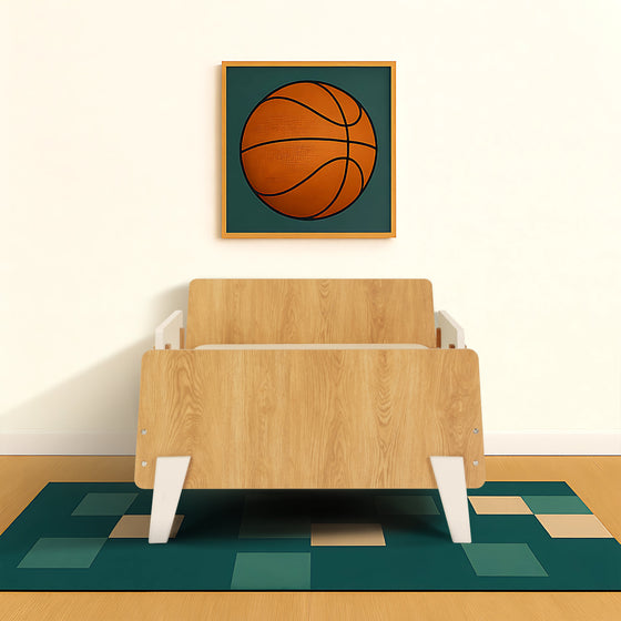 Fun Twin Bed - Kids Bed - White + Red Oak