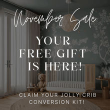  Joy Bundle - Bundle - Jolly 3 - in - 1 Convertible Crib / White / Natural - Crib Conversion Kit for Jolly Crib (Toddler Bed Rail) / White