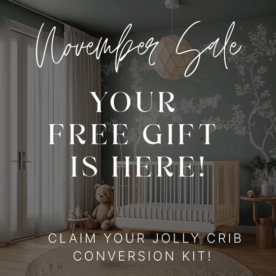 Joy Bundle - Bundle - Jolly 3 - in - 1 Convertible Crib / White / Natural - Crib Conversion Kit for Jolly Crib (Toddler Bed Rail) / White