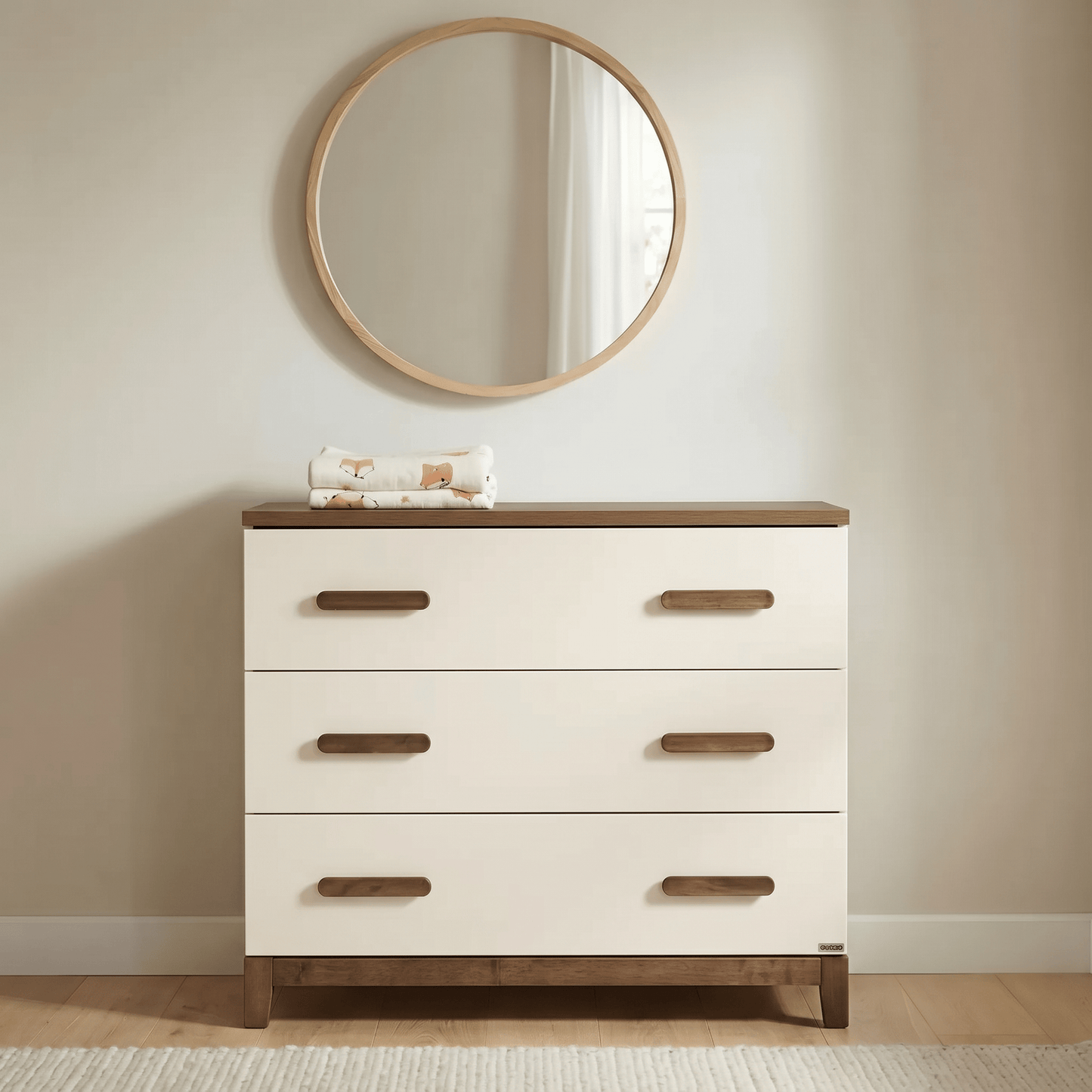 LaLa Little 3-Drawer Dresser White + walnut LaLa Little 3-Drawer Dresser White + walnut
