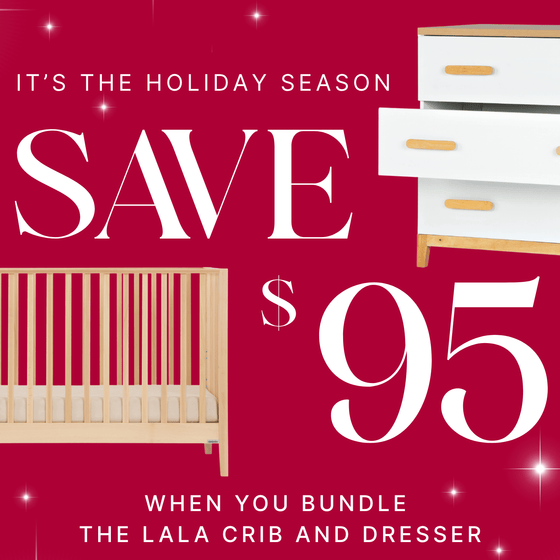 Lala Little Dreamers Set 12 - 2 - Bundle - LaLa 3 - in - 1 Convertible Crib / natural - LaLa Little 3 - Drawer Dresser / Default Title