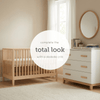 Lala Petit Set - Bundle - LaLa 3 - in - 1 Convertible Crib / Natural - LaLa Little 3 - Drawer Dresser / white + red oak