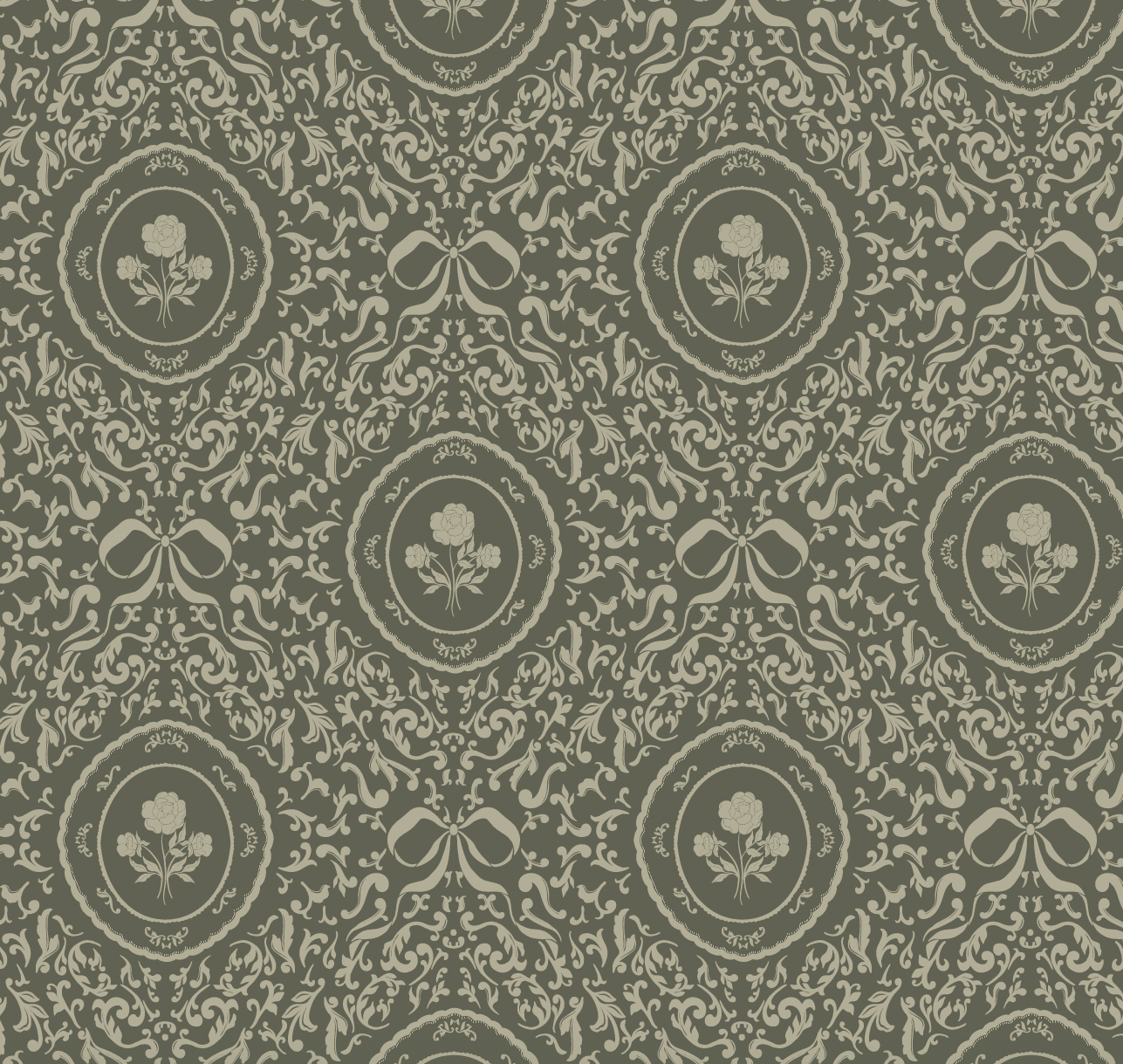 Louise Wallpaper by Ali Anni - Sage and Dark Olive