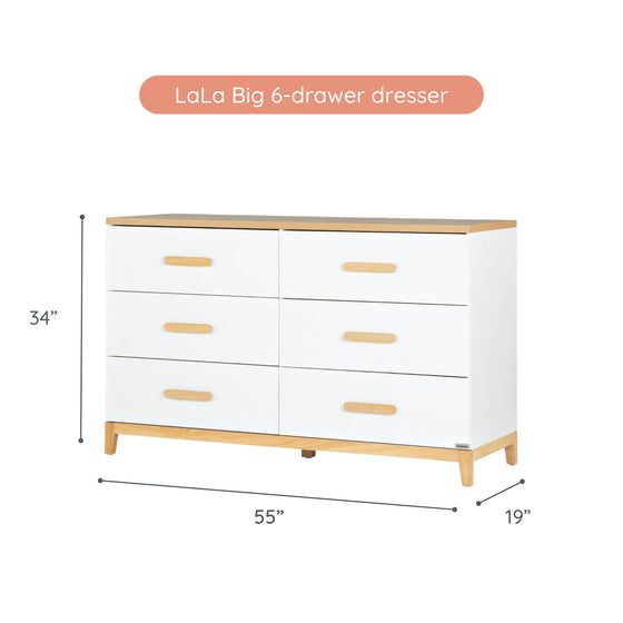 Lullaby Bundle - Bundle - LaLa 3 - in - 1 Convertible Crib / natural - LaLa Big 6 - drawer Dresser / Default Title