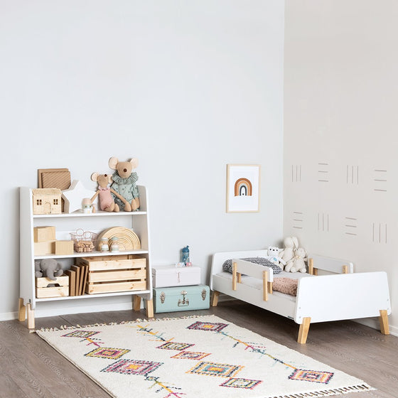 Muse Bookshelf - toddler bed - white + natural