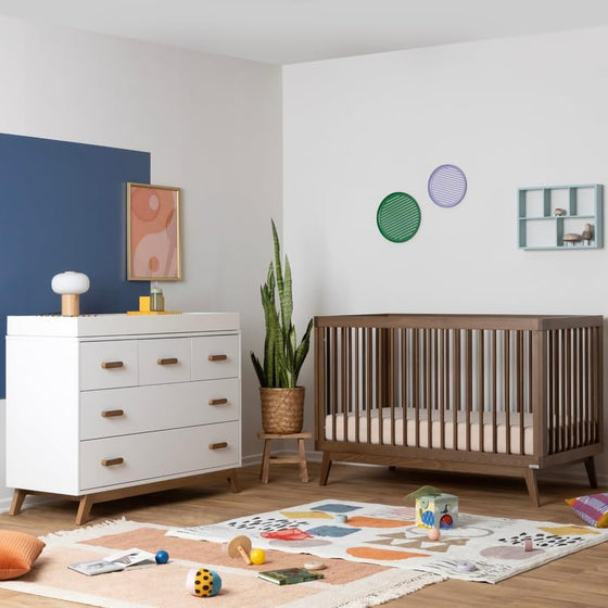Nest Bundle - Bundle - Soho 3 - in - 1 Convertible Crib / White - Soho 5 - Drawer Nursery Dresser / black + natural