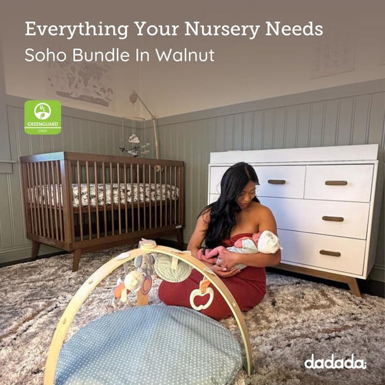 Nest Bundle - Bundle - Soho 3 - in - 1 Convertible Crib / White - Soho 5 - Drawer Nursery Dresser / black + natural