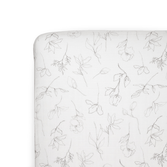Organic Cotton Muslin Crib Sheet - Pencil Floral - Crib Sheet - Pencil Floral