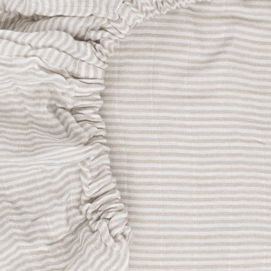 Organic Cotton Muslin Crib Sheet - Sand Stripe - Crib Sheet - Sand Stripe
