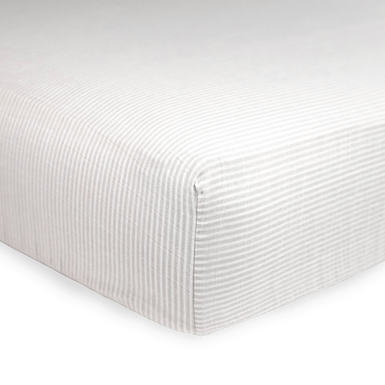 Organic Cotton Muslin Crib Sheet - Sand Stripe - Crib Sheet - Sand Stripe