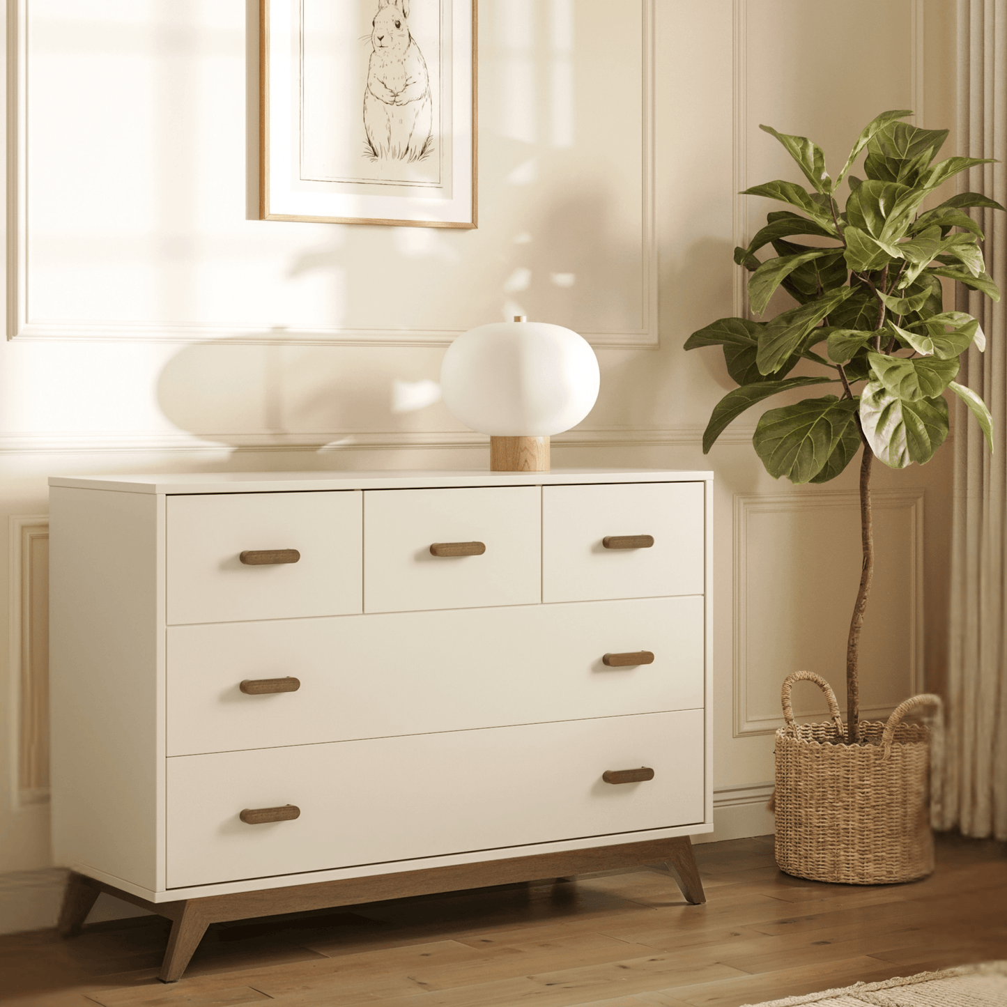 white and walnut dresser Harlow 6 Drawers Storage walnut contrast tones for a design steeped in retro Walnut White Dressers & Chests