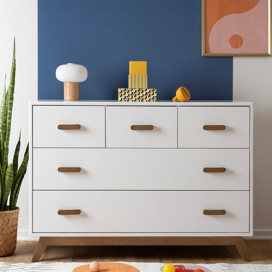 Soho 5 - Drawer Nursery Dresser - dresser - white + walnut