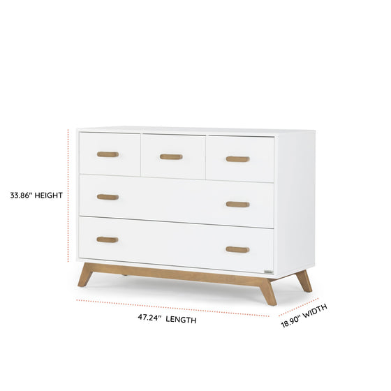 Soho 5 - Drawer Nursery Dresser - dresser - white + walnut