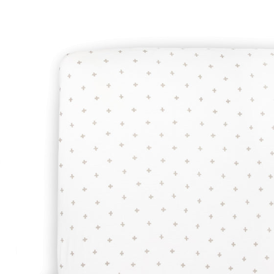 Stretch Knit Crib Sheet - Grey Cross - Crib Sheet - Grey Cross