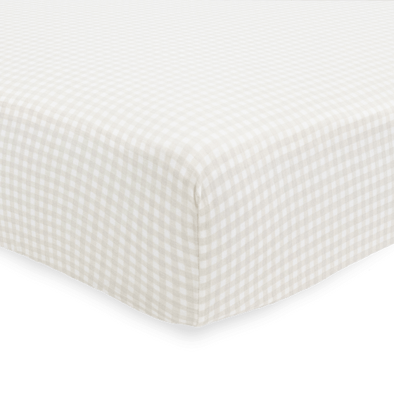 Stretch Knit Crib Sheet - Tan Gingham - Crib Sheet - Tan Gingham